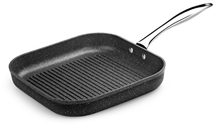 Monix Mineral Grill Cuadrado con Rayas, Aluminio Forjado, Piedra, 28 cm