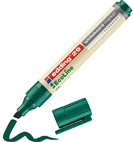edding 29 Ecoline whiteboard marker - green - 1 whiteboard pen - chisel tip 1-5 mm - whiteboard pen dry wipe - for whiteboards, flipcharts, pinboards, memo boards - sketchnotes - refillable