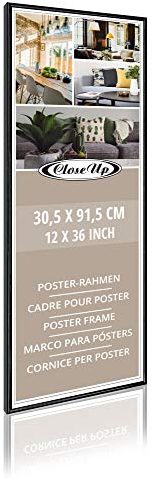 Close Up Posterrahmen | Schwarz/Black| Bilderrahmen | Frame | für langformatige Poster, Kunstdrucke, Plakate… | bruchsichere PVC Scheibe | 30,5 x 91,5 cm / 12x36