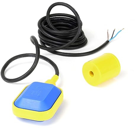Wiltec Schwimmerschalter für Pumpen, 230VAC 16A, Pegelschalter für Tauchpumpen, Wechsler mit 5 m Kabel