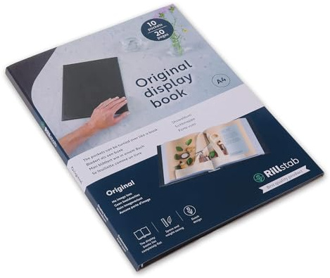 rillstab original A4 Präsentationsmappe für Schule & Projekt - Sichtbuch & Präsentationsbuch - 10 Transparente Hüllen - Dokumente Organisieren ohne Lochen- Schwarz, RI99414