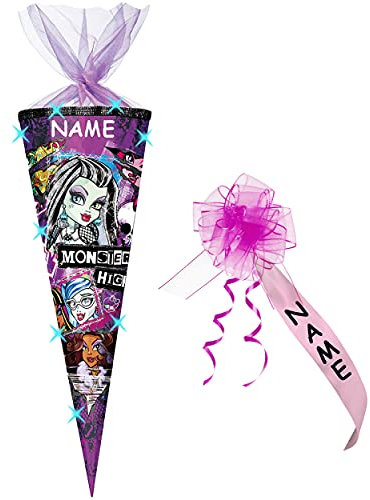 alles-meine.de GmbH 3-D Glitzer Effekt ! - Schultüte - Monster High - 85 cm / 12 eckig - incl. Namen und individueller Schleife - Organza Abschluß - Zuckertüte - mit/ohne..