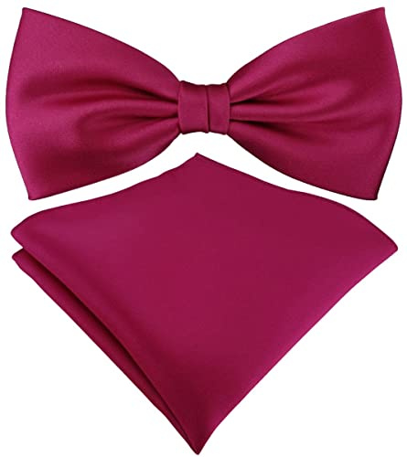 TigerTie Satin Fliege Einstecktuch in Uni einfarbig + Aufbewahrungsbox