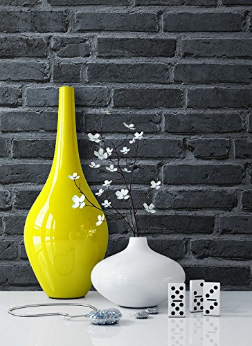 Steintapete Vlies Stein Schwarz Dunkel Natur | schöne edle Tapete im Steinmauer-Design | moderne 3D Optik für Wohnzimmer, Schlafzimmer oder Küche inkl. Newroom-Tapezier-Profibroschüre mit super Tipps!