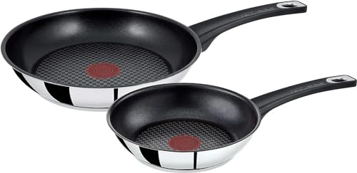 Tefal Jamie Oliver 2 Stück Edelstahl Bratpfannen 20 cm und 26 cm, induktionsgeeignet