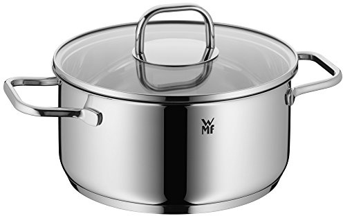 WMF Inspiration Kochtopf klein 20cm, Glasdeckel, Bratentopf Induktion 2,5l, Cromargan Edelstahl poliert, unbeschichtet