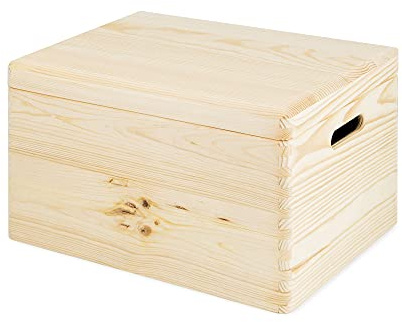 Compactor RAN6481 Scatola con Coperchio, Legno Grezzo, 40x30x23 cm