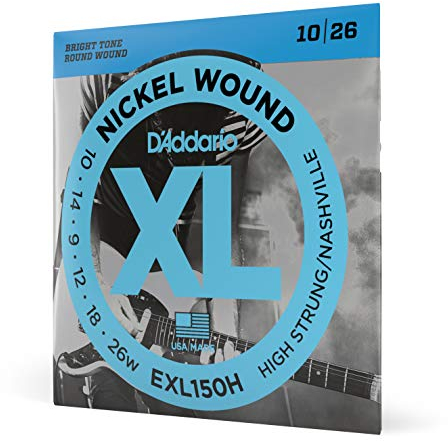 D'Addario EXL150H Nickel Wound E-Gitarrensaiten, High-Strung/Nashville Tuning, 10-26