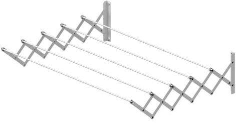 Cuncial - Tendedero Extensible de Pared EPOXI 160 cm | Acero Blanco con 5 Barras Reforzadas | 8 m de Tendido | Plegable para Interior y Exterior | Alta Resistencia y Fácil Montaje | Garantía 3 años