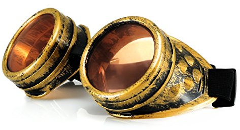 4sold, TM Steampunk Cyber-Schutzbrille, Rave, Goth, Vintage, viktorianischer Stil, Schwarz, gold, b-1