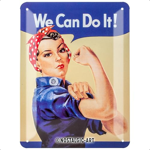 Nostalgic-Art Plaque Vintage USA – We Can do it – Idée de Cadeau pour Les Femmes, en métal, Design Retro pour la décoration, 15 x 20 cm