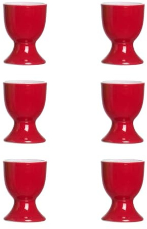 Ritzenhoff & Breker Doppio Eierbecher, 6er Set, Ei Becher, Eierhalter, Geschirr, Porzellan, Rot, 5 cm, 515596