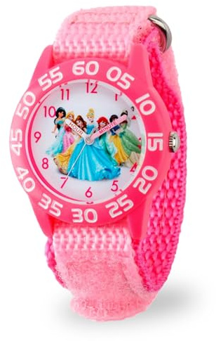 Disney Princess Watch for Girls Age 4-7, Perfect Princess Watch for Kids, Stylish and Fun Timepiece Young Fans - Toddler Watches with Pink Nylon Strap & Pink Bezel