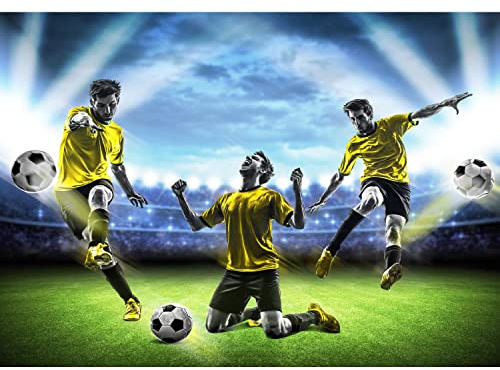 Runa Art Papel tapiz fotográfico estadio de fútbol Moderna Lana Sala Cuarto Salón - Made in Germany - Azul Verde Amarillo 9049010a