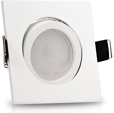 trendlights24 Bianco LED Einbaustrahler 230V Weiß matt eckig, 8er Set 1,5W LED Spots GU10 Kaltweiß, Decken Einbauleuchte Einbauspot schwenkbar