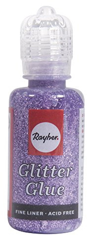 Rayher 33840312 Glitter-Glue metallic, Flasche 20 ml, lavendel