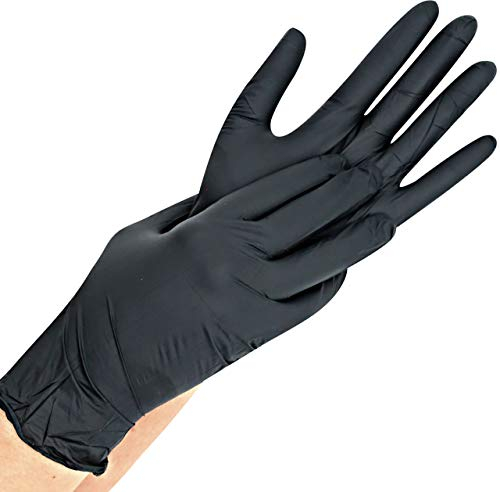 FRANZ MENSCH Hygostar Nitrilhandschuhe Safe Light | puderfrei, schwarz, 9/L, 24cm, 100 Stück, Einweghandschuhe, Einmalhandschuhe, in Gr. XS, S, M, L, XL & XXL verfügbar