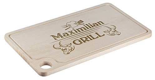 polar-effekt Steakbrett mit Gravur - Schneidebrett mit Griffloch Geburtstagsgeschenk - Küchenbrett Personalisiert Vatertagsgeschenk - Servierbrett Männer - Motiv Grill mit Bullenköpfen