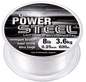Ultima Power Steel Super Sterk Angelschnur 600m Spule, Transparent, 0.25mm-8.0lb/3.6kg