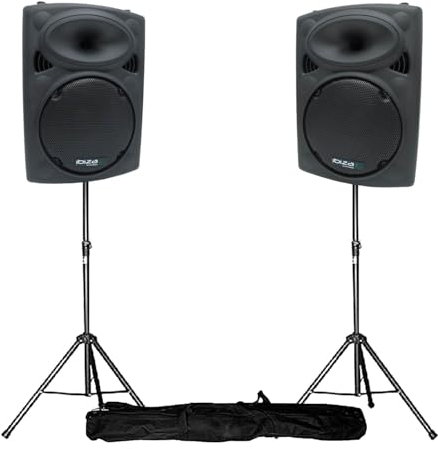 Ibiza Enceintes amplifiées 12 30cm 1400W USB/BT + Pieds