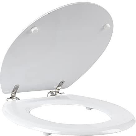 Beldray Abattant de Toilette Beldray 18 Pouces avec Charnières en Acier Inoxydable, Couvercle en Bois Blanc, Cuvettes WC 36 x 42.8 cm, Convient aux Toilettes Standard, Design Confortable et Élégant
