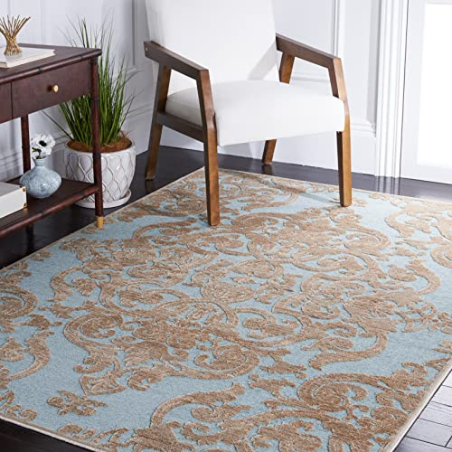 SAFAVIEH Traditionell Teppich für Wohnzimmer, Esszimmer, Schlafzimmer - Paradise Collection, Kurzer Flor, Stein und Aqua, 160 X 229 cm
