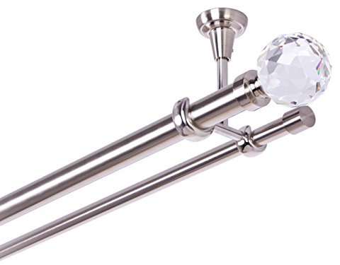 Asta per tenda 25/16 mm 2 vie di fissaggio a soffitto effetto acciaio inox metallo (140)