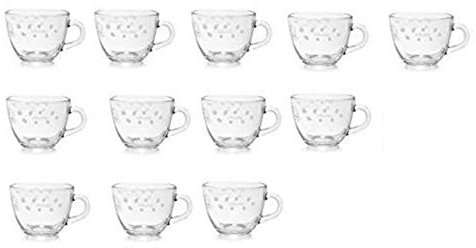 12 Teegläser Glasbecher Glühweingläser Grogweingläser mit Henkel, Höhe 6,5 cm cc 225ml Durchmesser 11,5cm