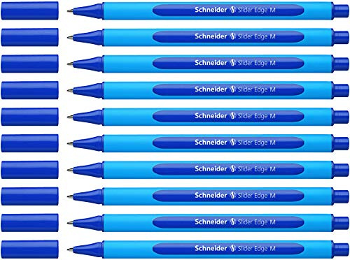 Schneider 152103 Slider Edge M Kugelschreiber (Strichstärke: M, dokumentenecht, Dreikant-Stift) 10er Packung blau