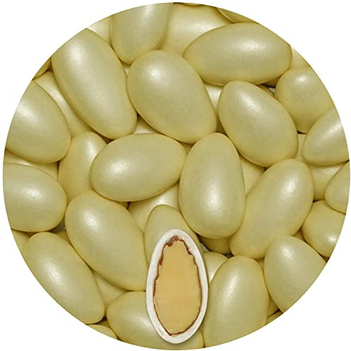 EinsSein 0,5kg Hochzeitsmandeln Conchiglia creme pearl | ca. 125 Stück Zuckermandeln für Hochzeit Taufe & Gastgeschenke | Mandeln Bonboniere Confetti Badem Sekeri | Süssigkeiten Candy Bar Taufmandeln