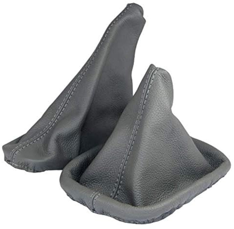 Schaltsack für BMW 3er e36 Set mit Handbremsmanschette - Bj. 1990 - 2000 - Grau - Schaltmanschette Manschette für Schaltung und Handbremse Handbremssack - Abdeckung aus Echtleder - A0013