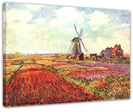 Bilderdepot24 Bild auf Leinwand | Claude Monet Tulpen von Holland in 40x30 cm als Wandbild | Wand-deko Dekoration Wohnung alte Meister | 180231-40x30
