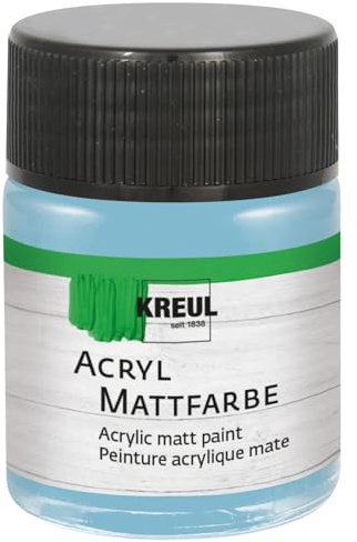 KREUL 75538 - Acryl Mattfarbe, bayrischblau im 50 ml Glas, cremig deckende, schnelltrocknende Farbe auf Wasserbasis, für viele verschiedene Untergründe geeignet