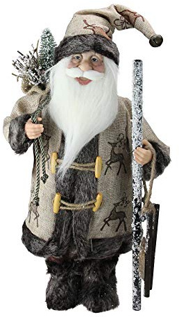 Northlight 16.5 Country Rustic Santa Claus with Wooden Sled and Gifts Christmas Figure