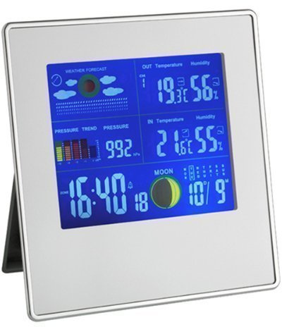 TFA Gallery Funk-Wetterstation 35.1126 mit kabelloser Übertragung der Außentemperatur und Luftfeuchtigkeit (Silber)