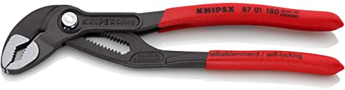 Knipex Cobra® Tenaza para bombas de agua gris atramentado, recubiertos de plástico antideslizante 180 mm (cartulina autoservicio/blíster) 87 01 180 SB
