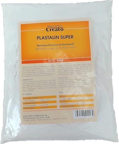 Creato Z1245 - Plastalin 25 kg Sackware, Mischverhältniss 4:1,porzellanähnliche Reliefgiessmasse, extra hart 300 N/mm²,Abformgenau, Weiss, Figurengiessmasse.