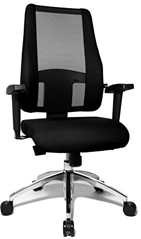 Topstar Air Syncro Bürostuhl, Schreibtischstuhl, Drehstuhl, Netzrückenlehne, inkl. höhenverstellbare Armlehnen, Stoffbezug, schwarz