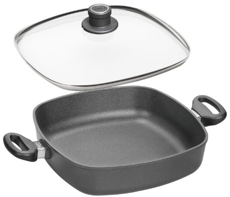 Woll 628-2ILL Viereck-Servierpfanne Induction mit 2 Seitengriffen 28 cm x 28 cm und Sicherheitsglasdeckel im Geschenkkarton