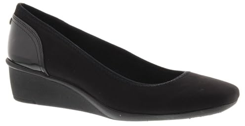 AK Anne Klein Sport Women's Wisher Fabric Wedge Pump, Black, 11 M US