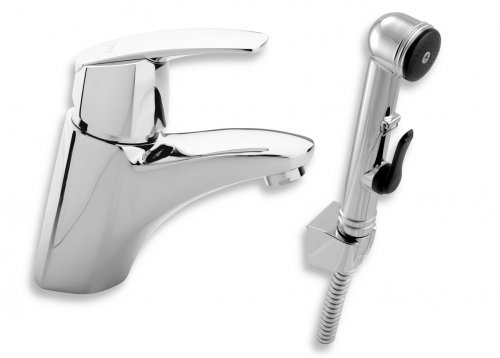 Ferro Waschtischarmatur Friseurarmatur mit Bidetschlauch und Bidet- Brause
