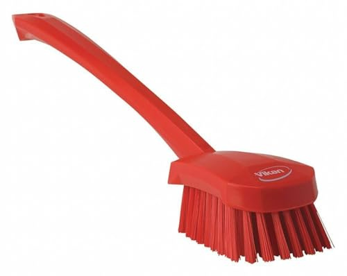 Vikan 41864 Hand-Held Hand Brush, Polypropylene, Polyester Bristle, 15-3/4, Red