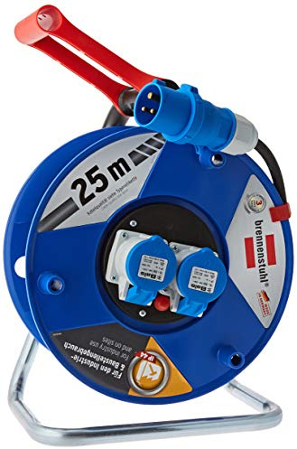 Brennenstuhl Garant CEE 2 IP44 Kabeltrommel (Baustellen-Kabeltrommel mit 25m Kabel, 2X CEE-Steckdosen, CEE Kabeltrommel für ständigen Einsatz im Außenbereich, BGI 608, Made in Germany)