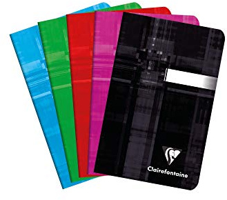 Clairefontaine 663592AMZC Lot de 4 Carnets Agrafés - 9x14 cm - 96 Pages Petits Carreaux - Papier Blanc 90 g - Couvertures Carte Pelliculée - Couleurs Aléatoires