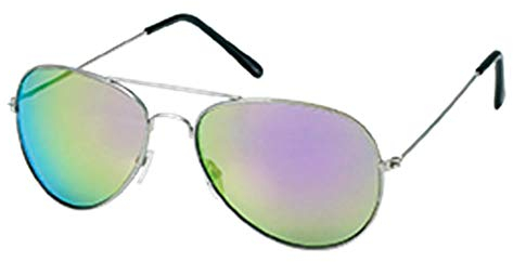 CHICNET Hochwertige Sonnenbrille Pilotenbrille 400 UV Bunt verspiegelt silberfarbenes Metallgestell Bunt