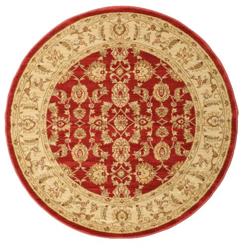 RugVista Ziegler Kaspin Teppich, Ø 150 cm, Rot | Orientalische, Rund, Niedriger Stapel, Nur chemische Reinigung, Oeko-Tex 100, Wohnzimmer, Esszimmer, Schlafzimmer, Küche
