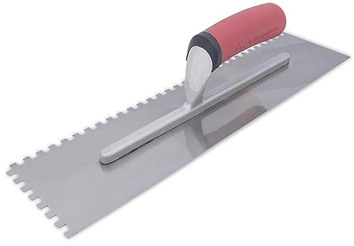 MARSHALLTOWN QLT Notched Trowels (16 x 4), Square Notch Shape, 6mm X-Notch, 6mm Y-Notch, 6mm Z-Notch, Soft Grip Handle, NT697