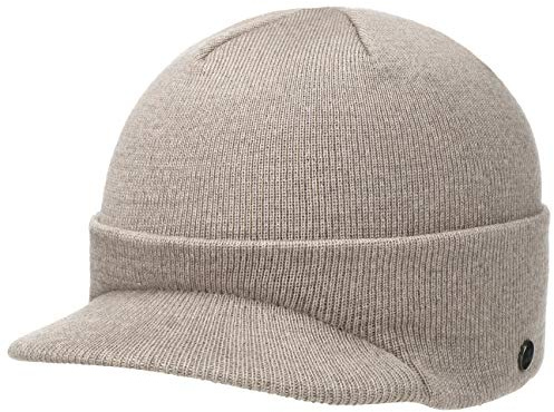 LIERYS Fine Merino Strickcap Damen Herren Wintermütze aus Merinowolle Mütze mit Schirm Herbst Winter