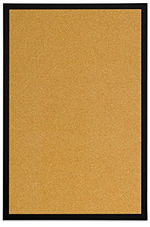 Bi-Office Tableau d'affichage en liège, avec Cadre en MDF Noir, 40x30 cm