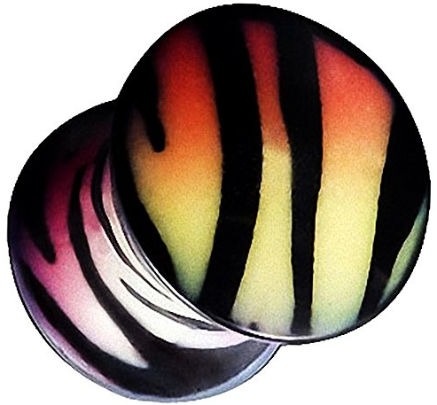 Piersando Ohr Plug Piercing Kunststoff Motiv Comic Picture Flesh Tunnel Ohrplug mit Zebra Mehrfarbig 8mm